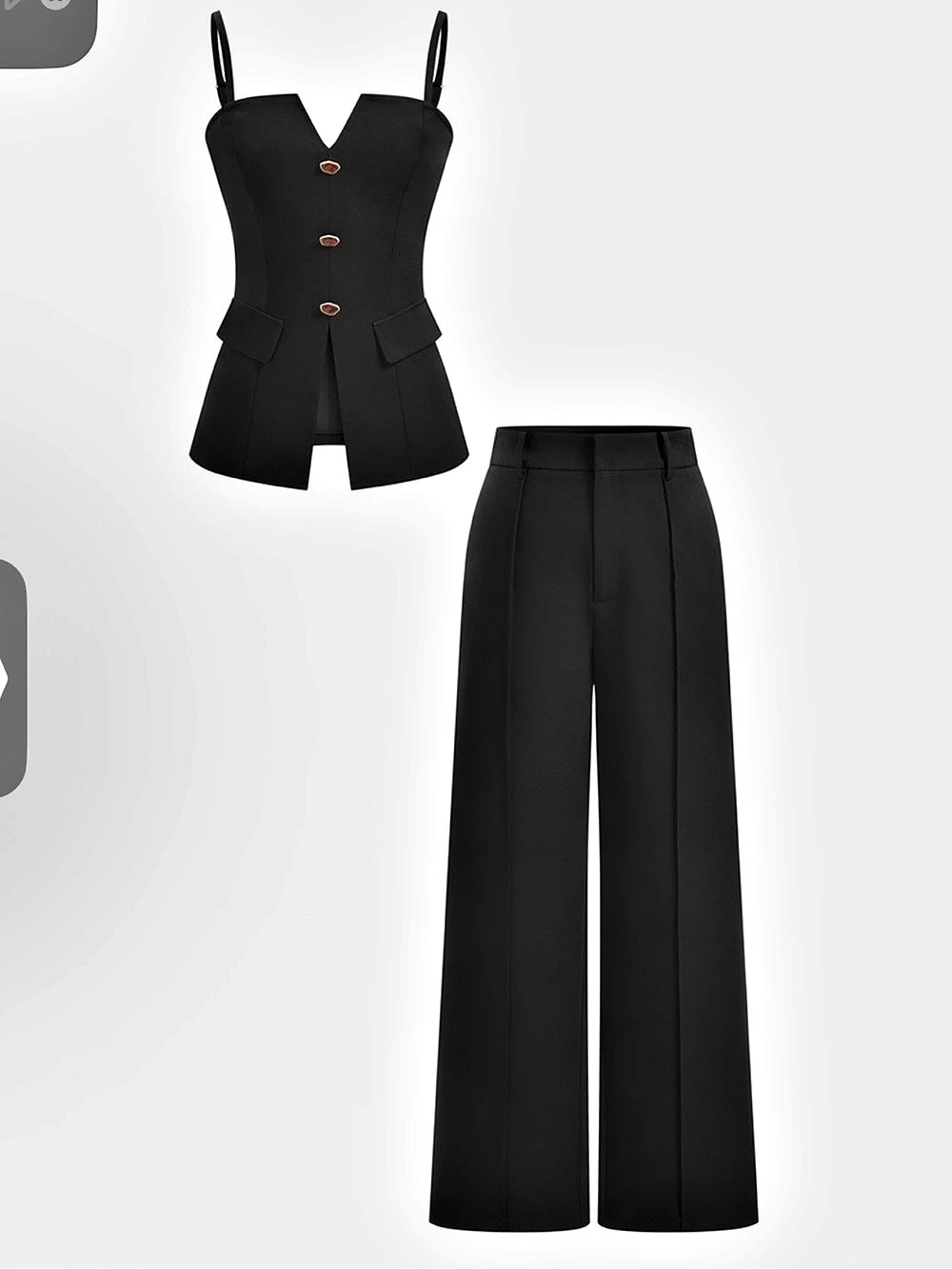 Commense button cami top and matching wide leg pants
